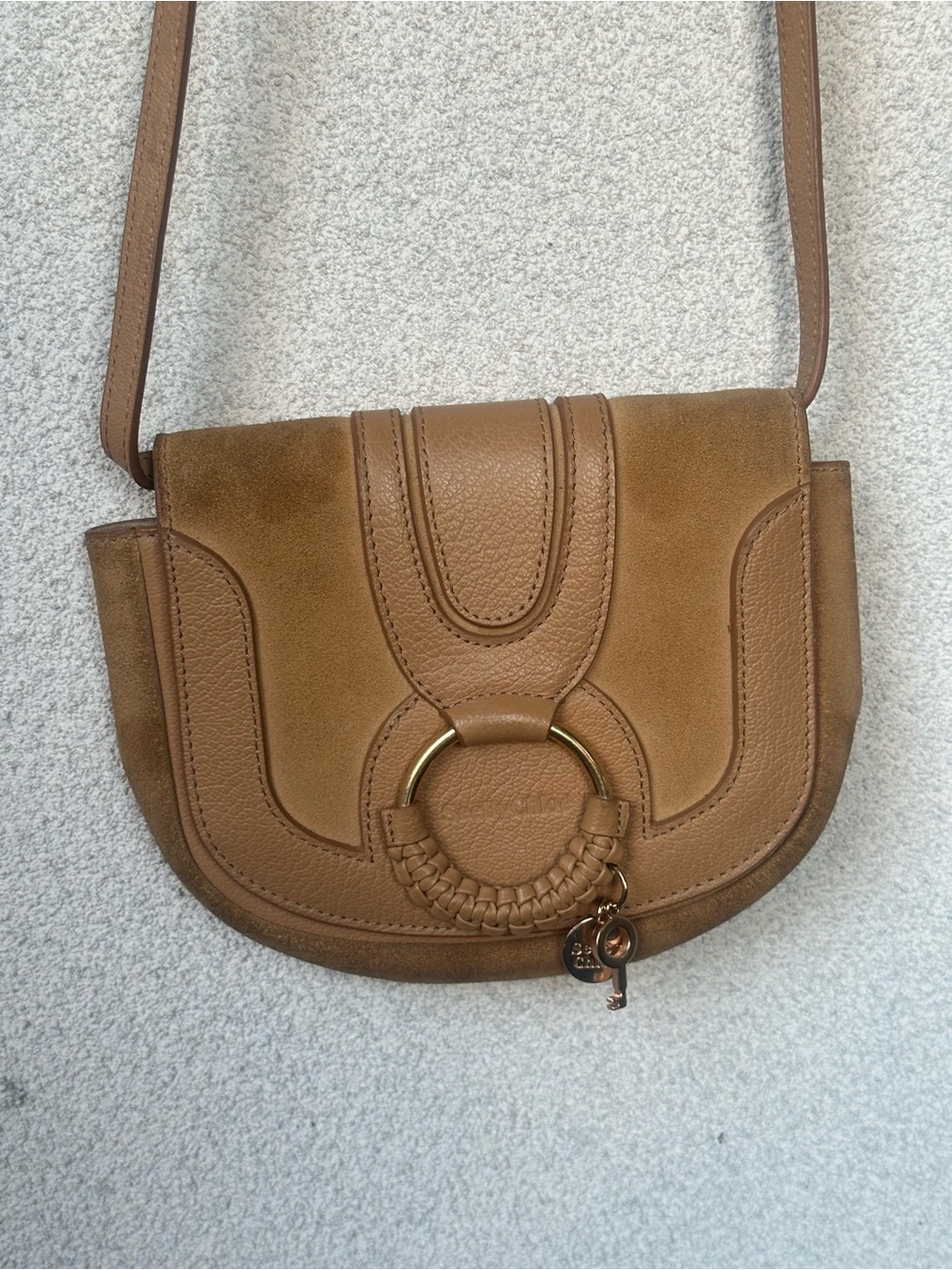 See By Chloé Hana Mini Crossbody Bag | Camel Leather & Suede | Gold Hardware